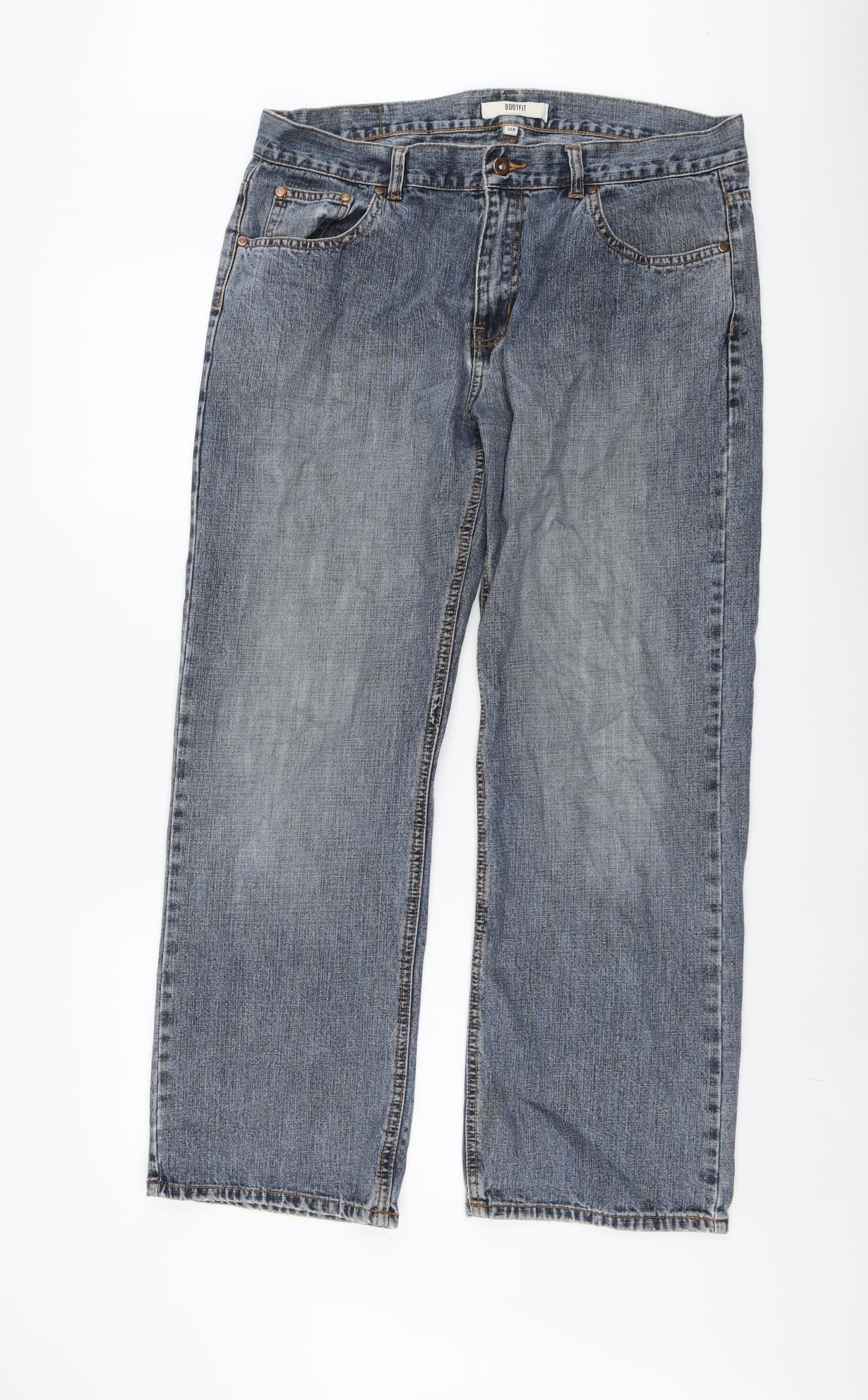 TU Mens Blue Cotton Straight Jeans Size 36 in L29 in Regular Button