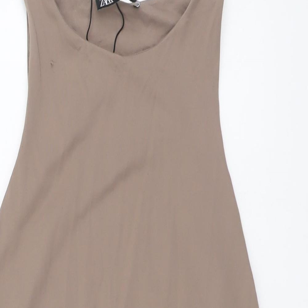 Zara Womens Beige Polyester Bodysuit One-Piece Size M Snap