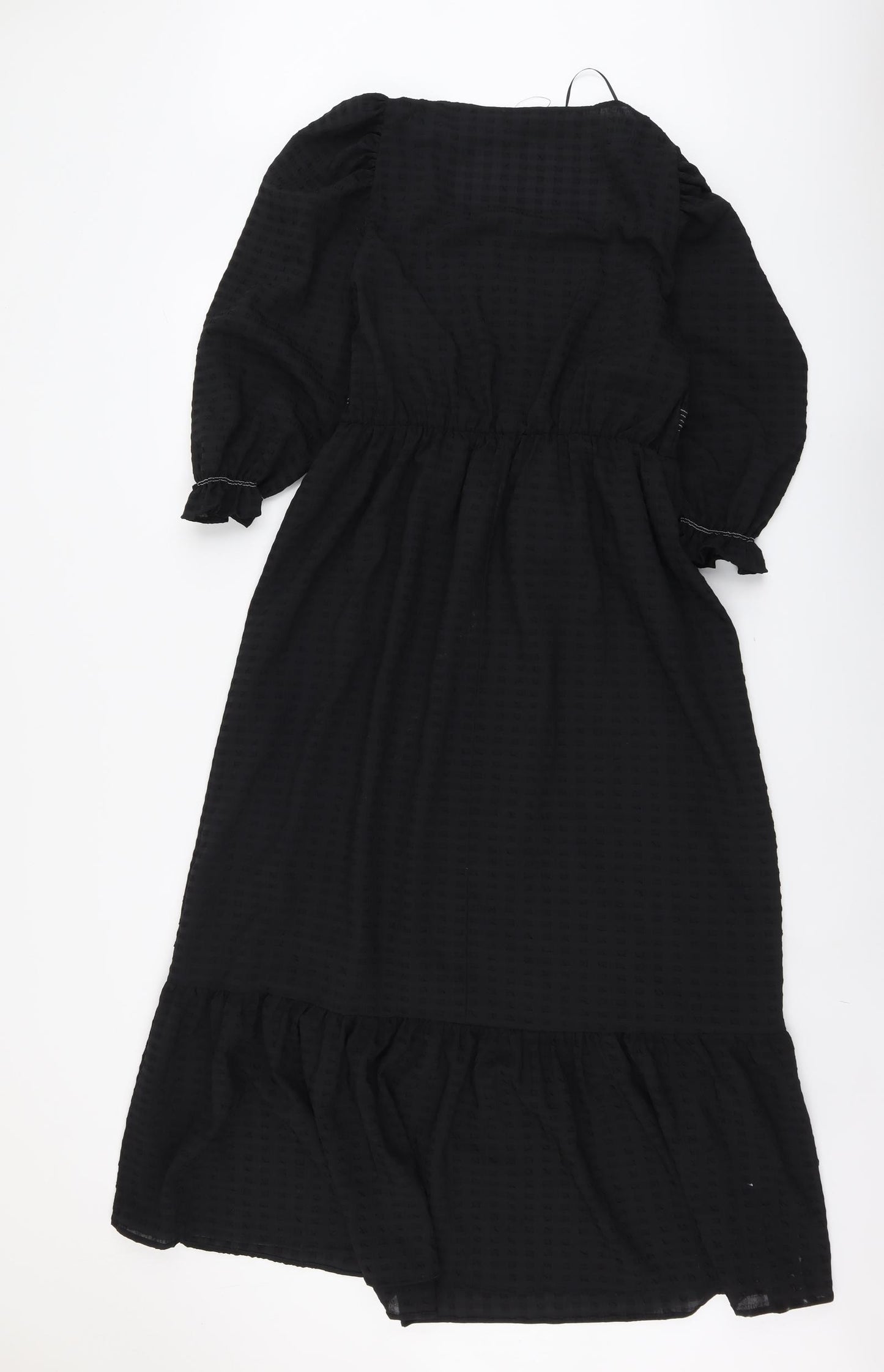Marks and Spencer Womens Black Striped Polyester Fit & Flare Size 14 Round Neck Pullover