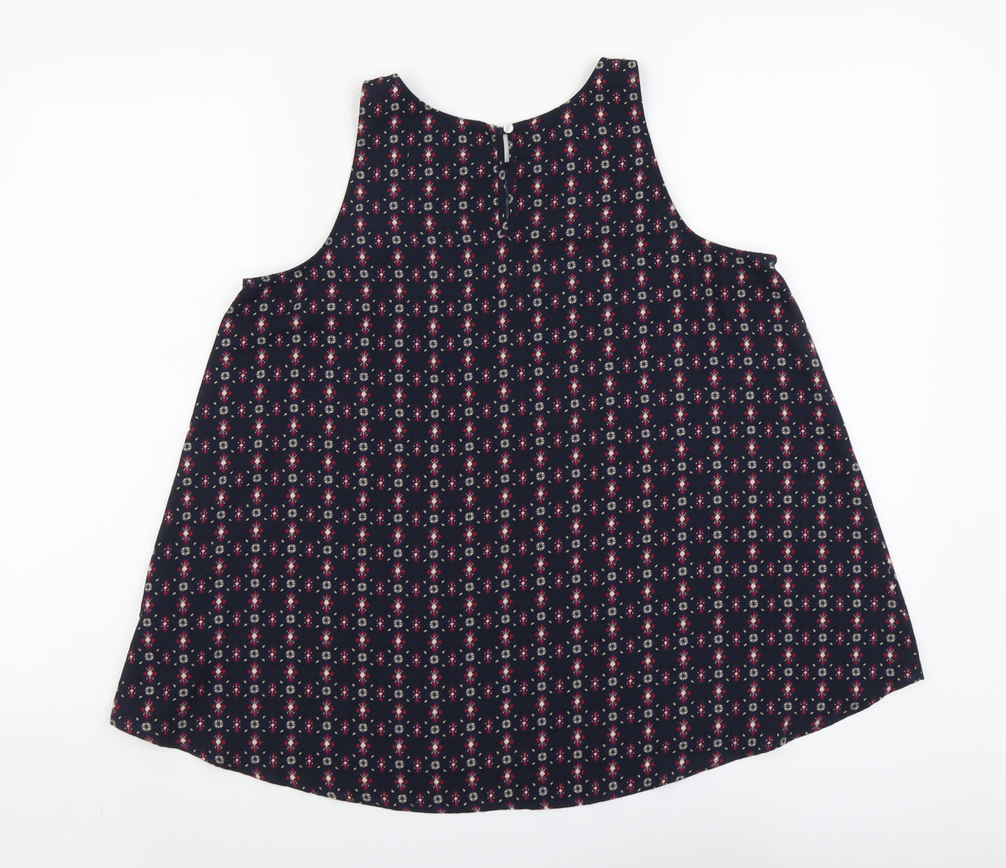 Abercrombie & Fitch Womens Blue Geometric Viscose Basic Tank Size S Scoop Neck