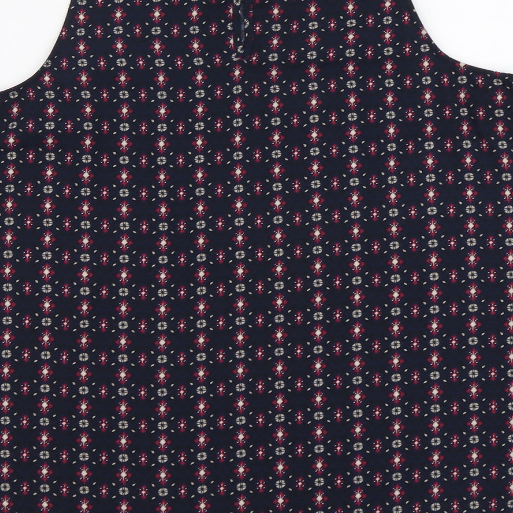 Abercrombie & Fitch Womens Blue Geometric Viscose Basic Tank Size S Scoop Neck