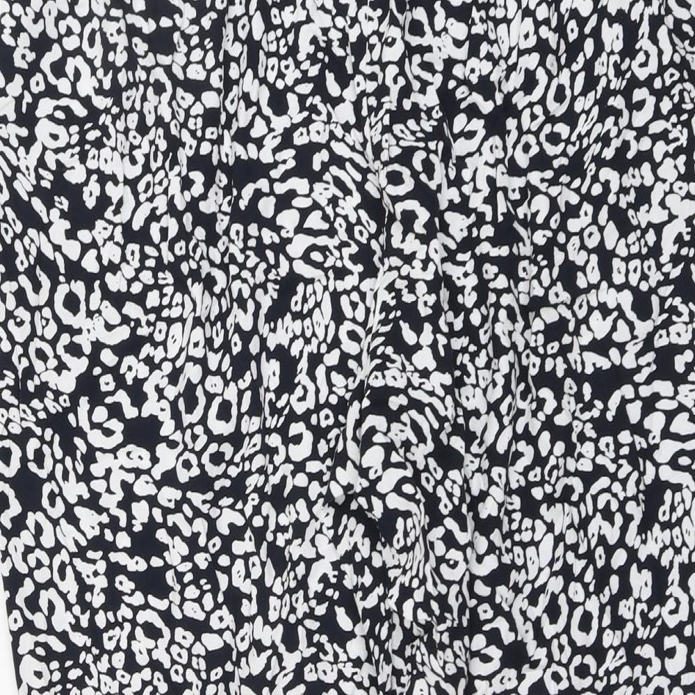 Marks and Spencer Womens Blue Animal Print Viscose Trousers Size 22 L25 in Regular - Leopard Pattern