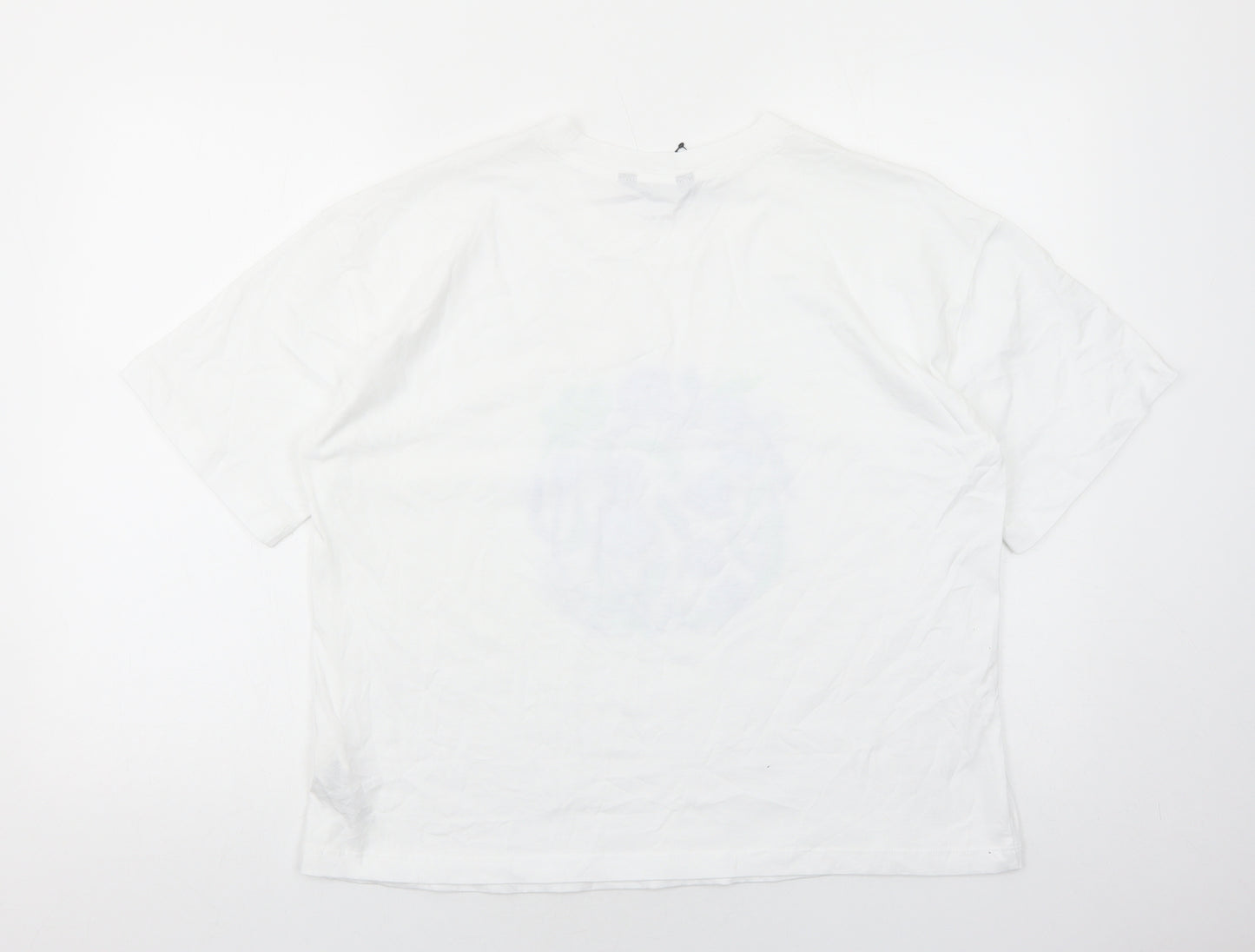 Marks and Spencer Womens White Viscose Basic T-Shirt Size 14 Round Neck