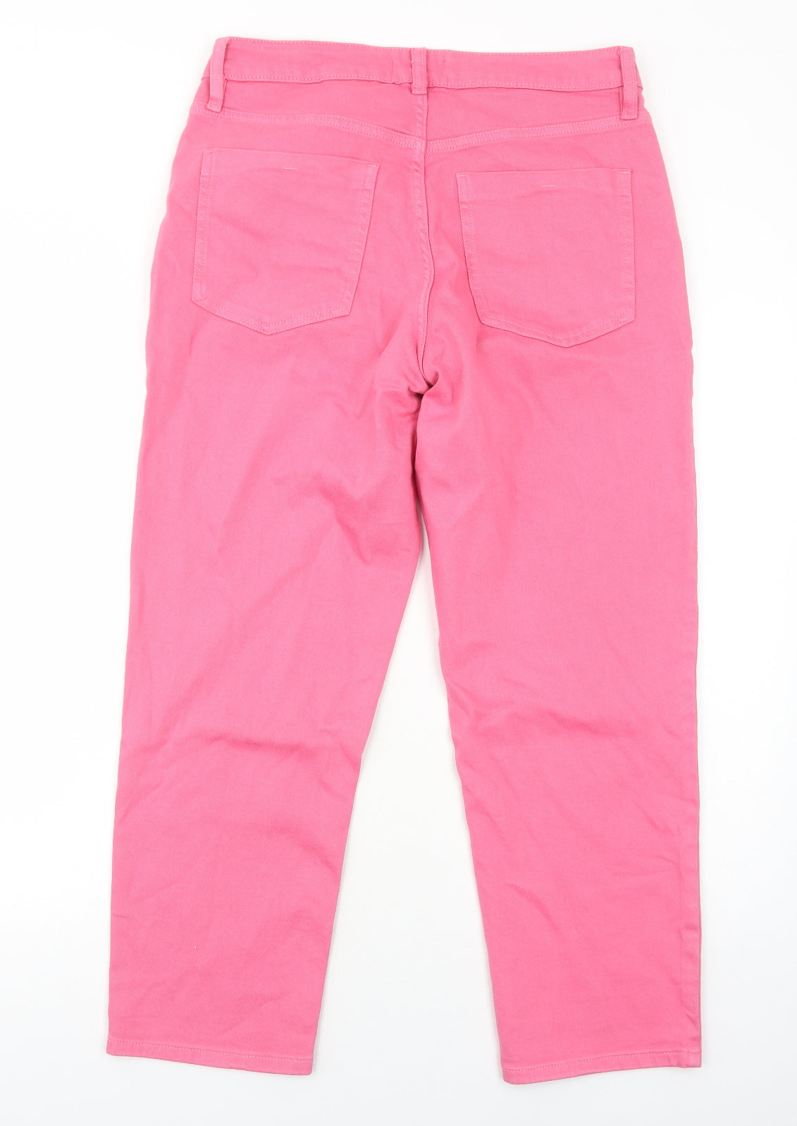 F&F Womens Pink Cotton Straight Jeans Size 14 Regular Zip