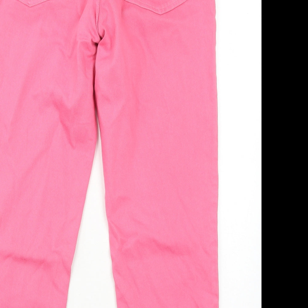 F&F Womens Pink Cotton Straight Jeans Size 14 Regular Zip