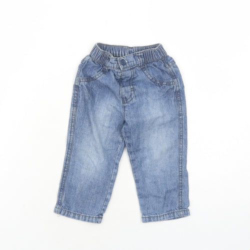 George Boys Blue Cotton Jogger Jeans Size 6-9 Months L50 cm Button