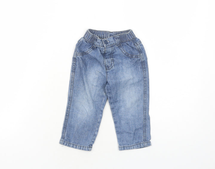 George Boys Blue Cotton Jogger Jeans Size 6-9 Months L50 cm Button