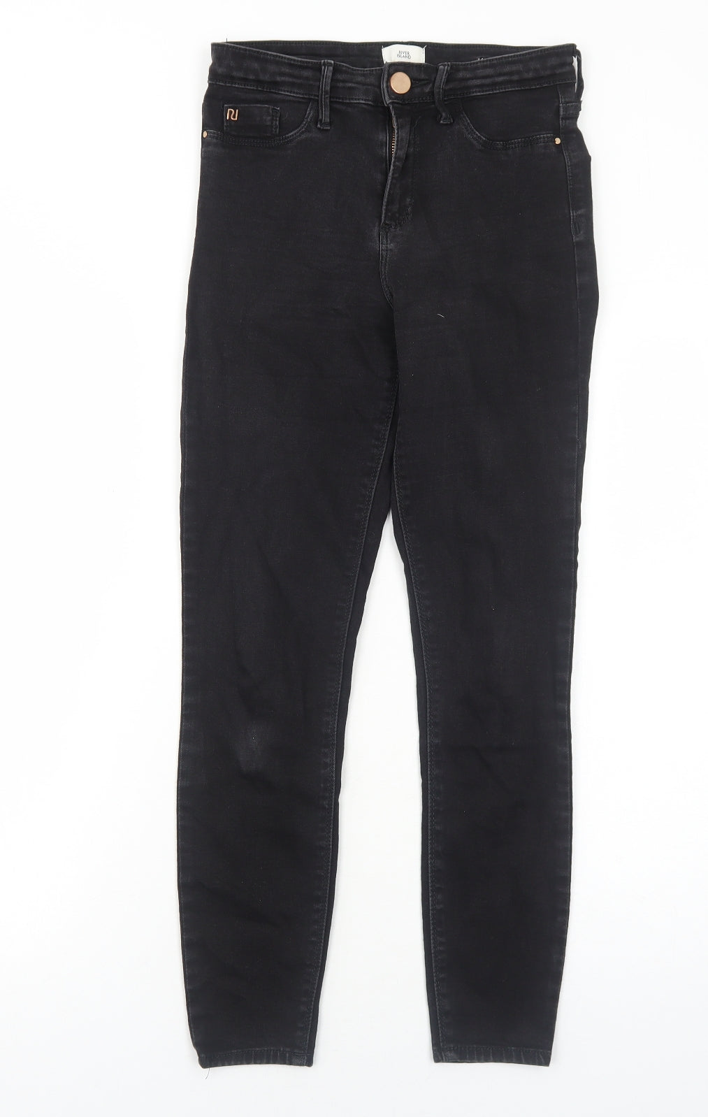 River Island Womens Black Cotton Straight Jeans Size 8 Regular Zip