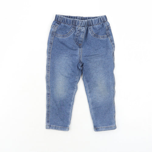 Matalan Girls Blue Cotton Jogger Jeans Size 9-12 Months L50 cm Pullover