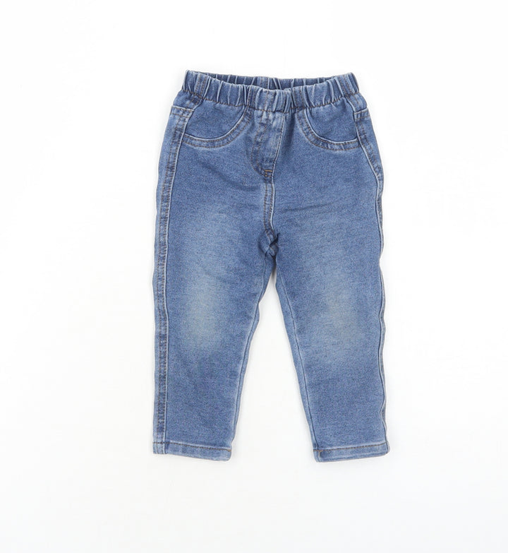 Matalan Girls Blue Cotton Jogger Jeans Size 9-12 Months L50 cm Pullover