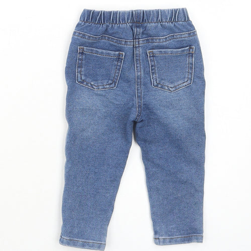 Matalan Girls Blue Cotton Jogger Jeans Size 9-12 Months L50 cm Pullover
