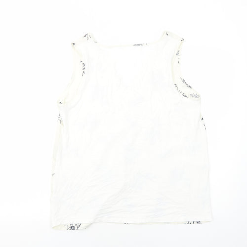 Marks and Spencer Womens Ivory Floral Viscose Basic Tank Size 16 V-Neck