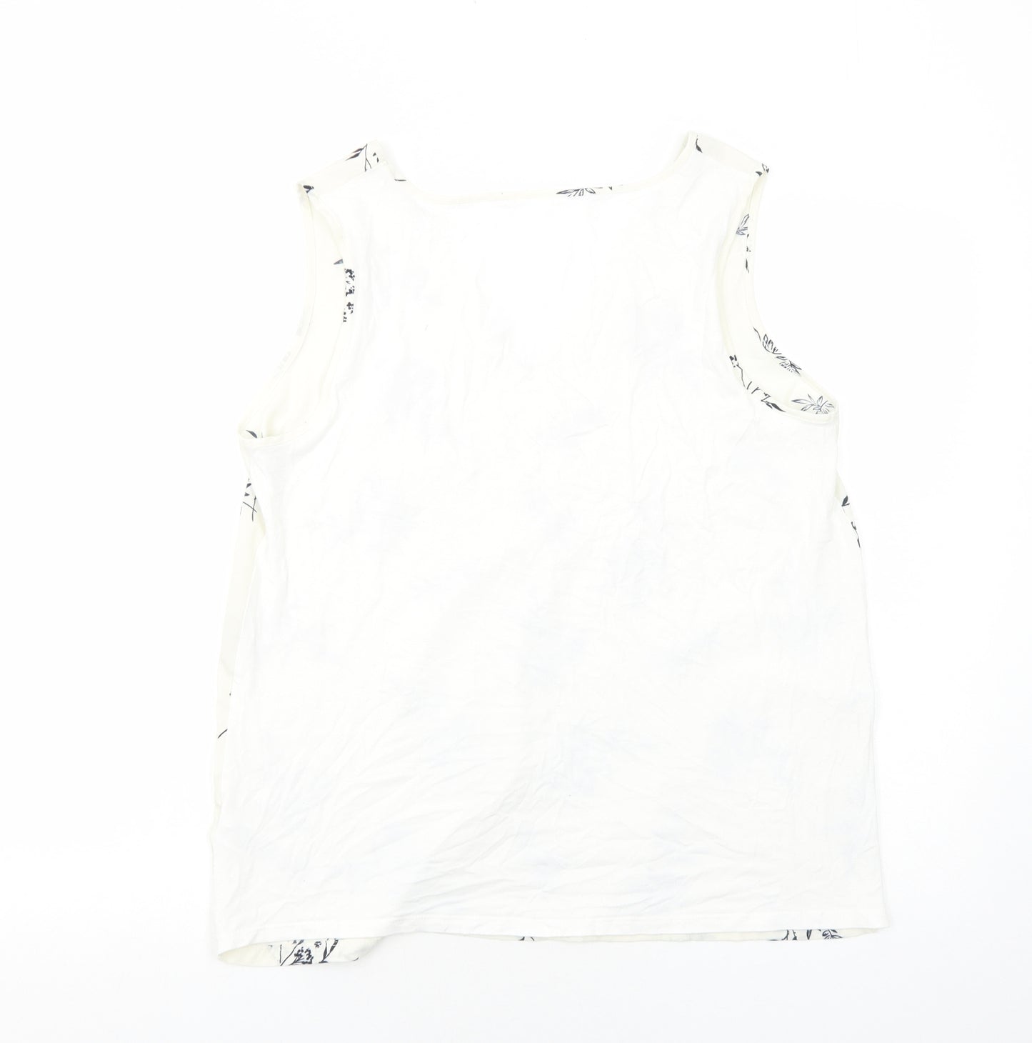 Marks and Spencer Womens Ivory Floral Viscose Basic Tank Size 16 V-Neck
