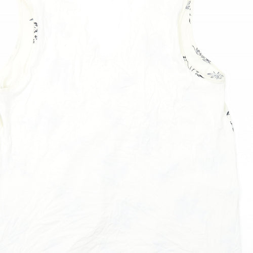 Marks and Spencer Womens Ivory Floral Viscose Basic Tank Size 16 V-Neck