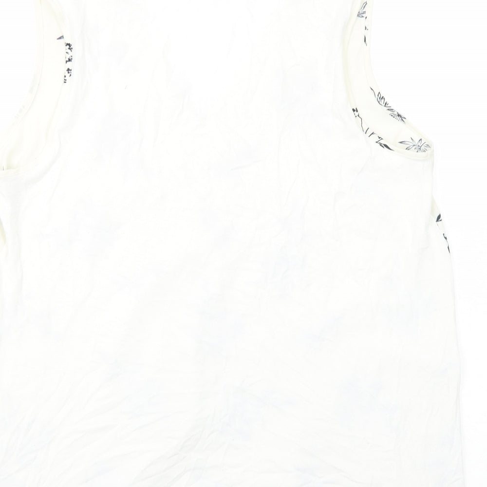 Marks and Spencer Womens Ivory Floral Viscose Basic Tank Size 16 V-Neck