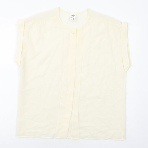 C&A Womens Ivory Polyester Basic Blouse Size 18 Round Neck