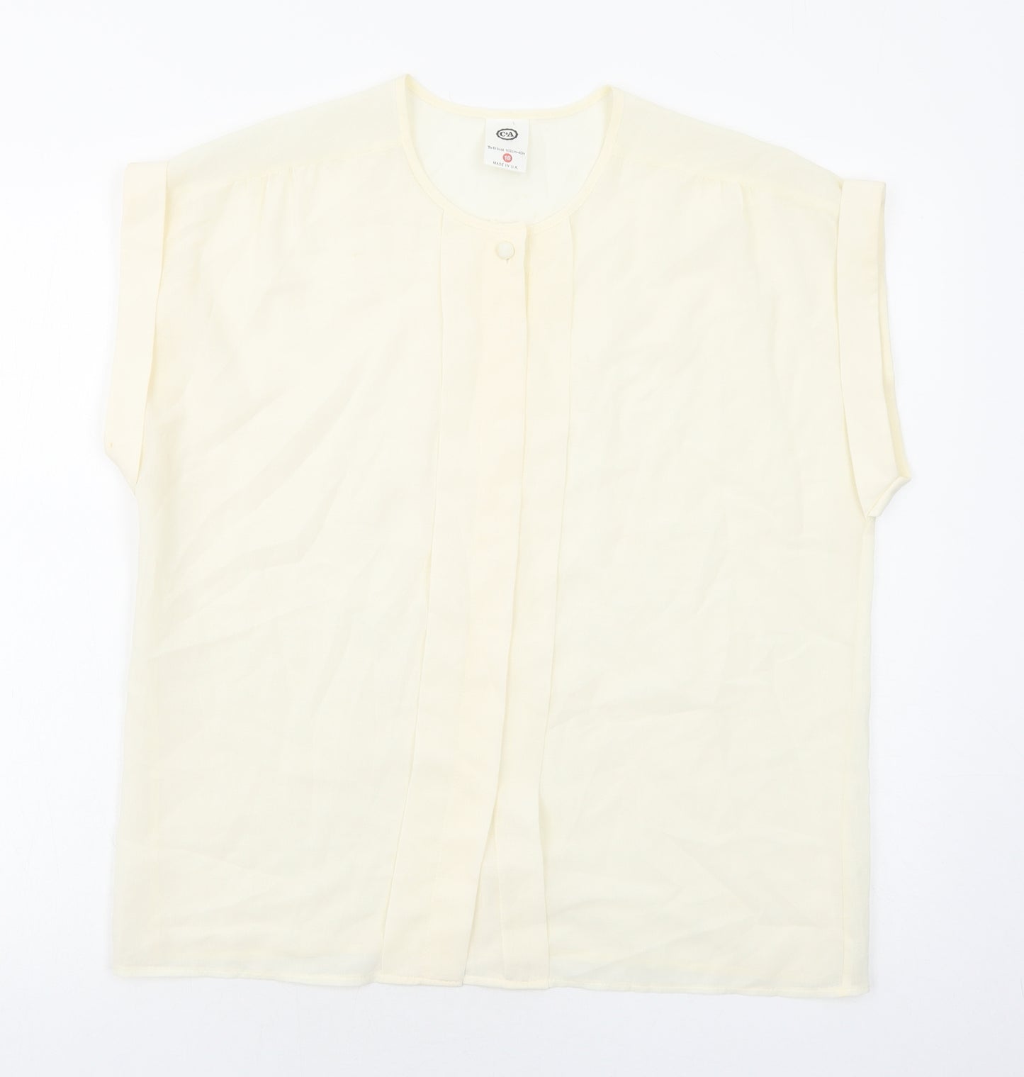 C&A Womens Ivory Polyester Basic Blouse Size 18 Round Neck