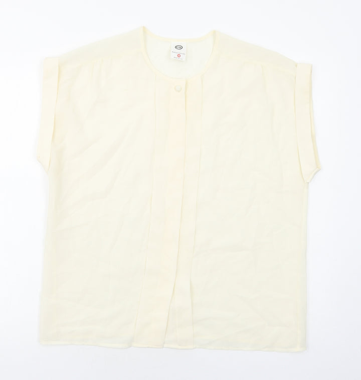 C&A Womens Ivory Polyester Basic Blouse Size 18 Round Neck