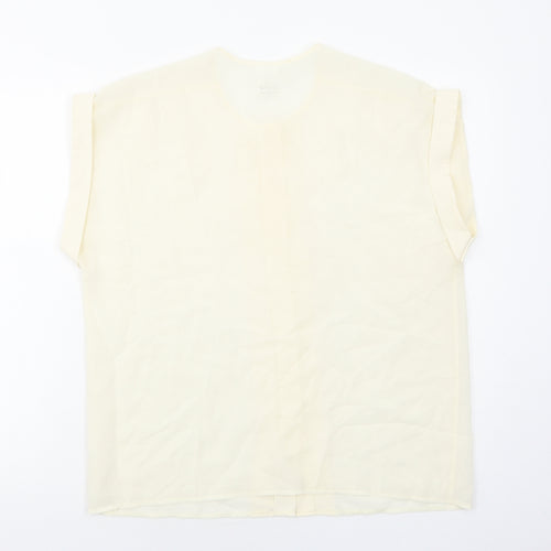 C&A Womens Ivory Polyester Basic Blouse Size 18 Round Neck