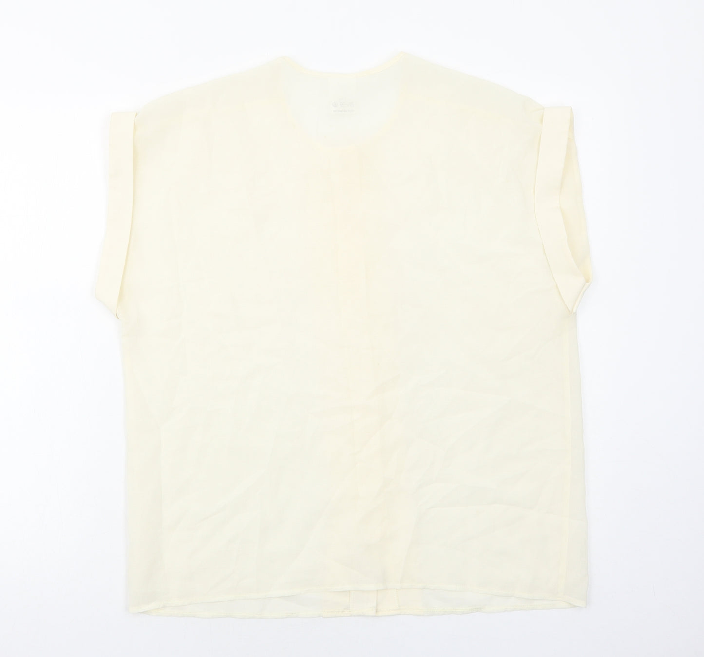 C&A Womens Ivory Polyester Basic Blouse Size 18 Round Neck