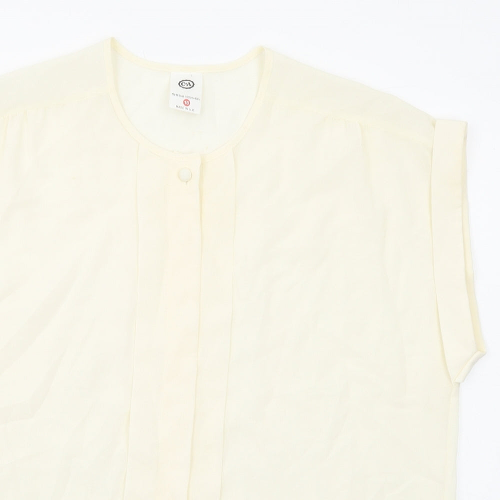 C&A Womens Ivory Polyester Basic Blouse Size 18 Round Neck