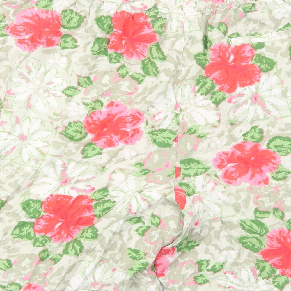 Field Manor Womens Green Floral Viscose Bermuda Shorts Size L Regular Pull On