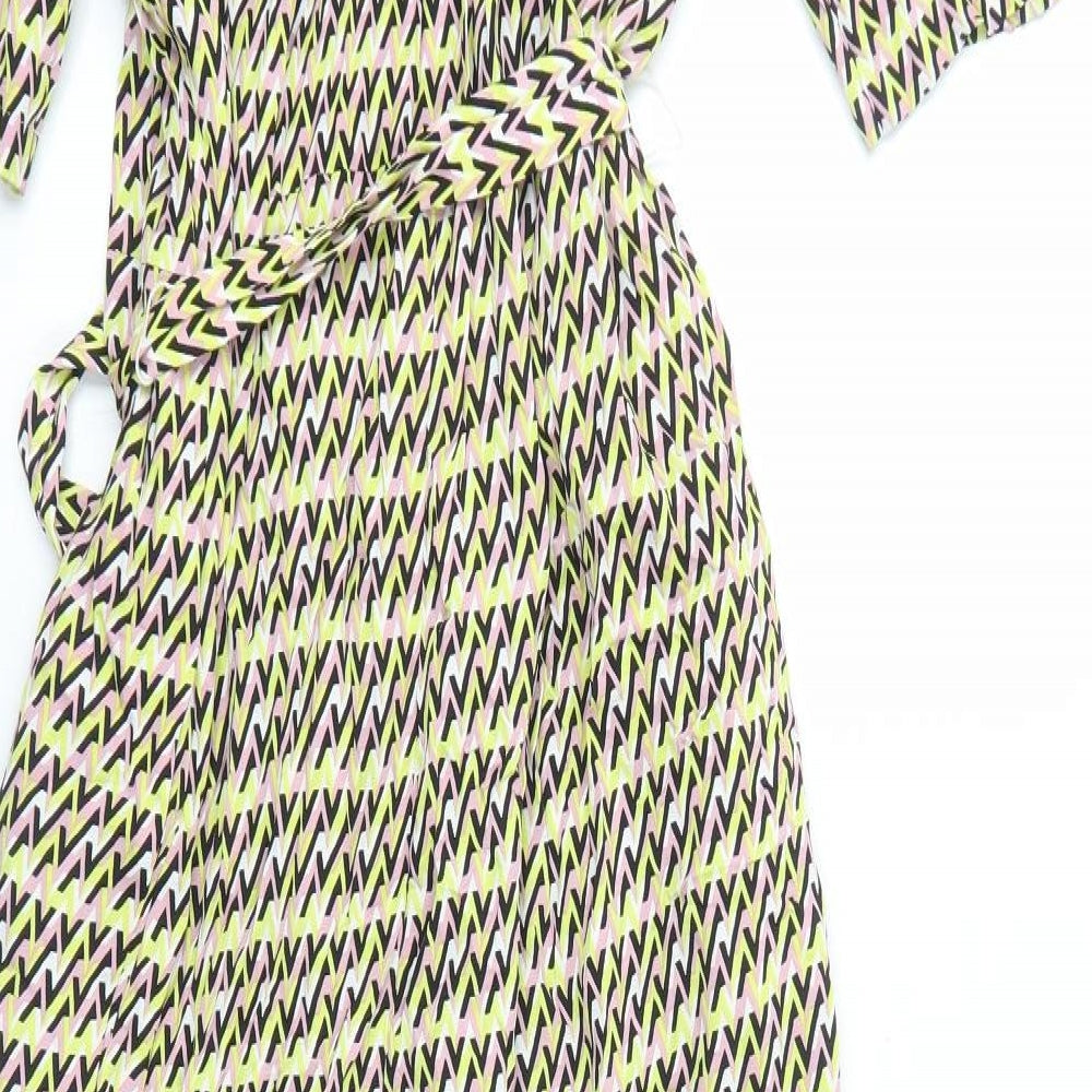 Autograph Womens Yellow Geometric Polyester Jumpsuit One-Piece Size 16 Button