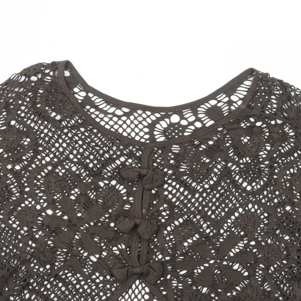 Preworn Womens Brown Viscose Basic Blouse Size M Scoop Neck