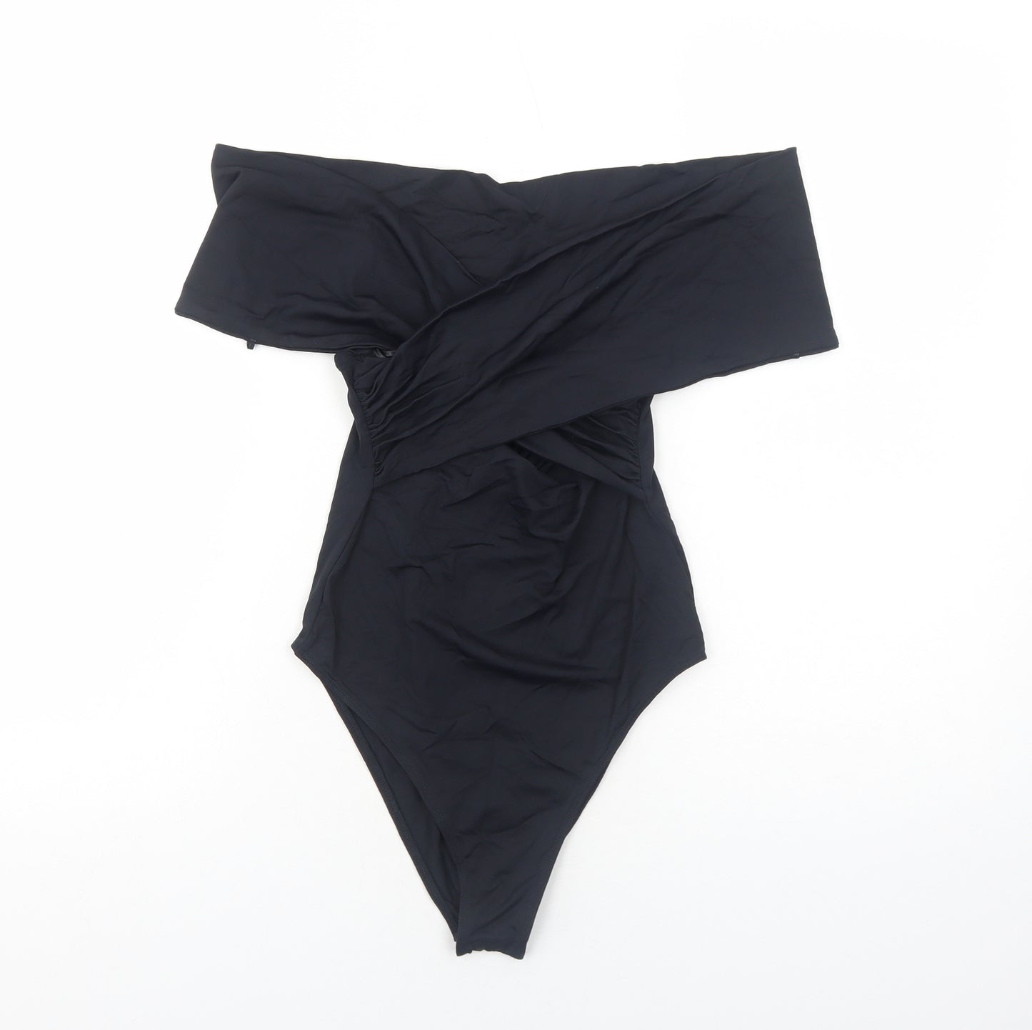 Zara Womens Black Polyamide Bodysuit One-Piece Size S Snap