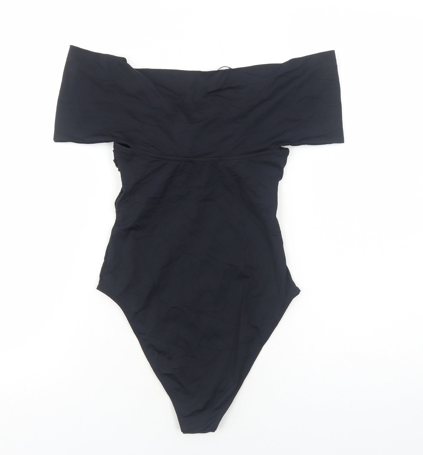 Zara Womens Black Polyamide Bodysuit One-Piece Size S Snap