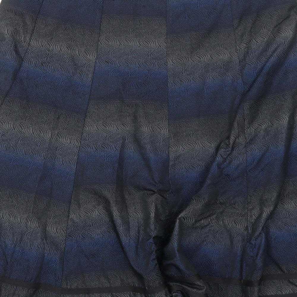 Per Una Womens Blue Striped Polyester Swing Skirt Size 10 Zip