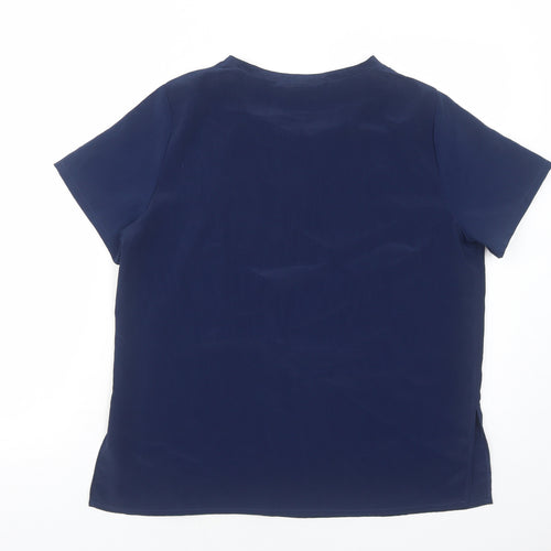 C&A Womens Blue Polyester Basic T-Shirt Size 10 Round Neck