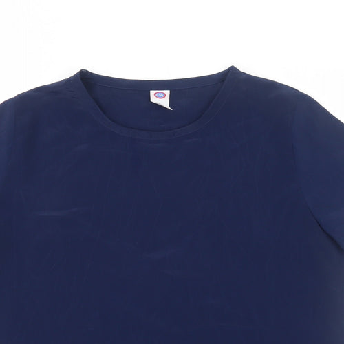 C&A Womens Blue Polyester Basic T-Shirt Size 10 Round Neck