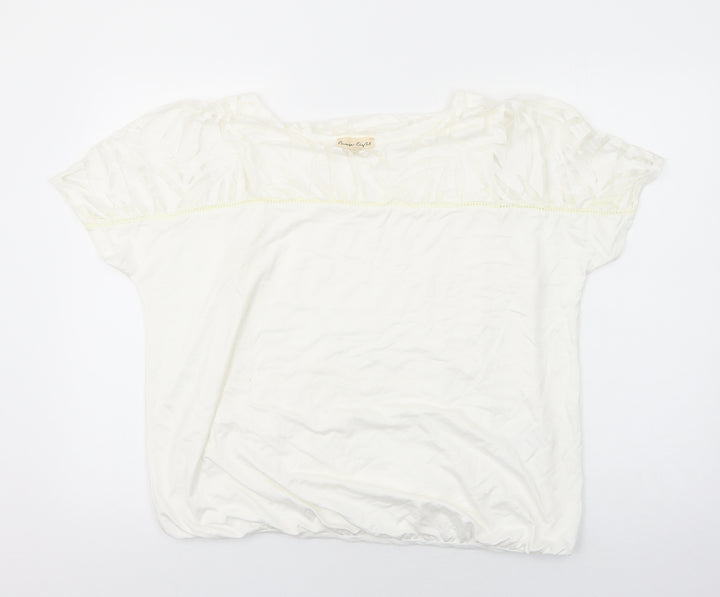 Phase Eight Womens White Viscose Basic Blouse Size 14 Round Neck