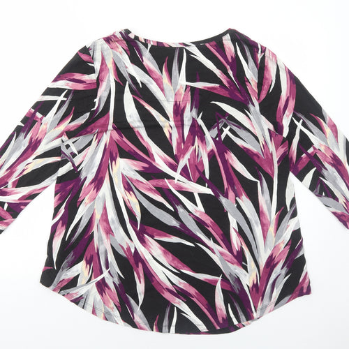 JM Collection Womens Purple Geometric Viscose Basic Blouse Size L Round Neck