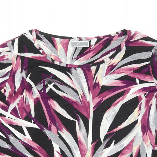 JM Collection Womens Purple Geometric Viscose Basic Blouse Size L Round Neck