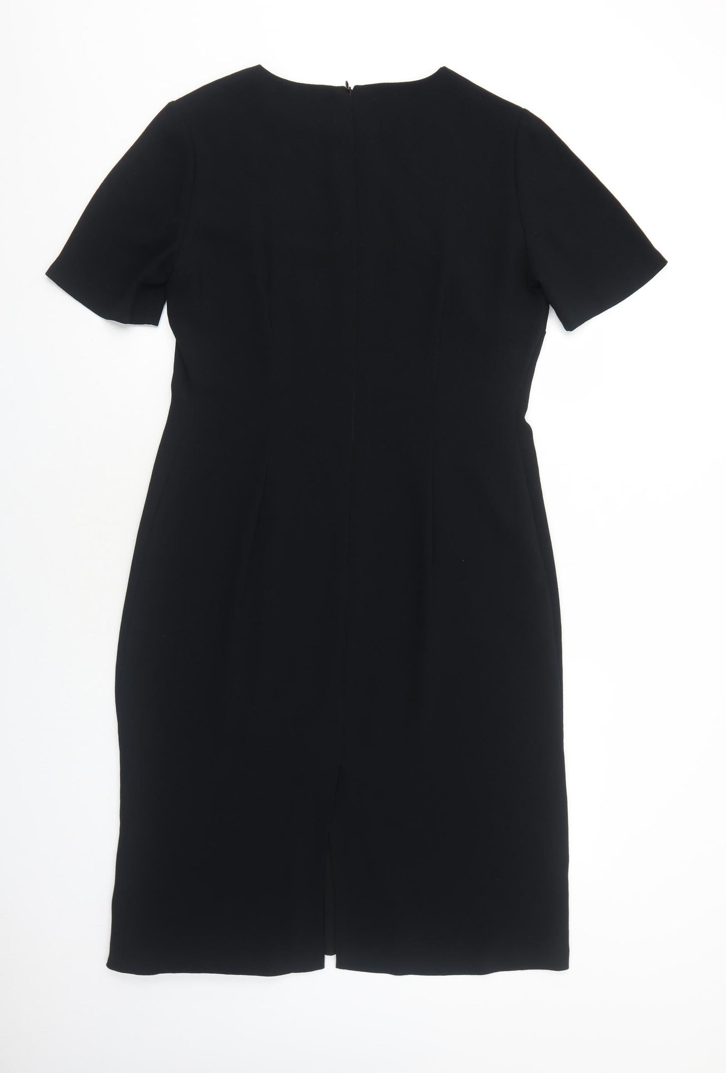 Marks and Spencer Womens Black Polyester A-Line Size M Round Neck Zip