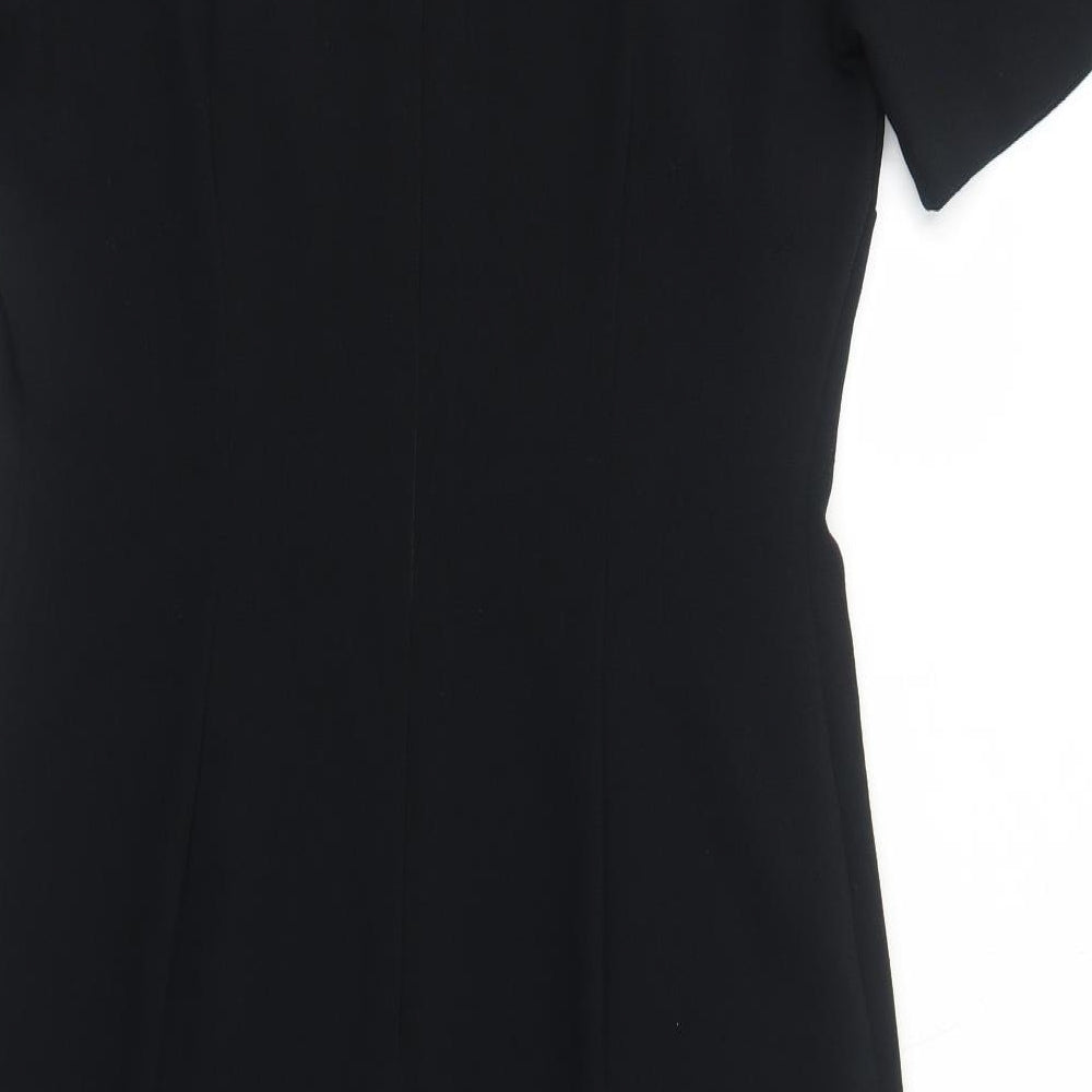 Marks and Spencer Womens Black Polyester A-Line Size M Round Neck Zip