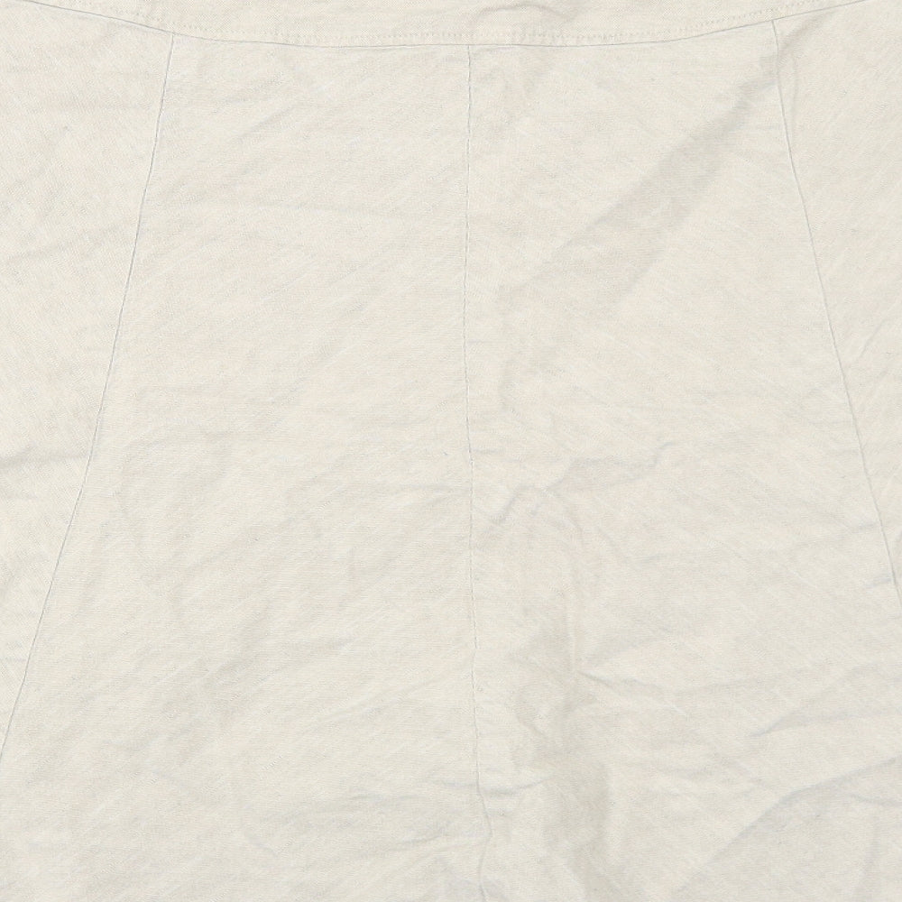 Oasis Womens Beige Cotton Swing Skirt Size 16 Zip