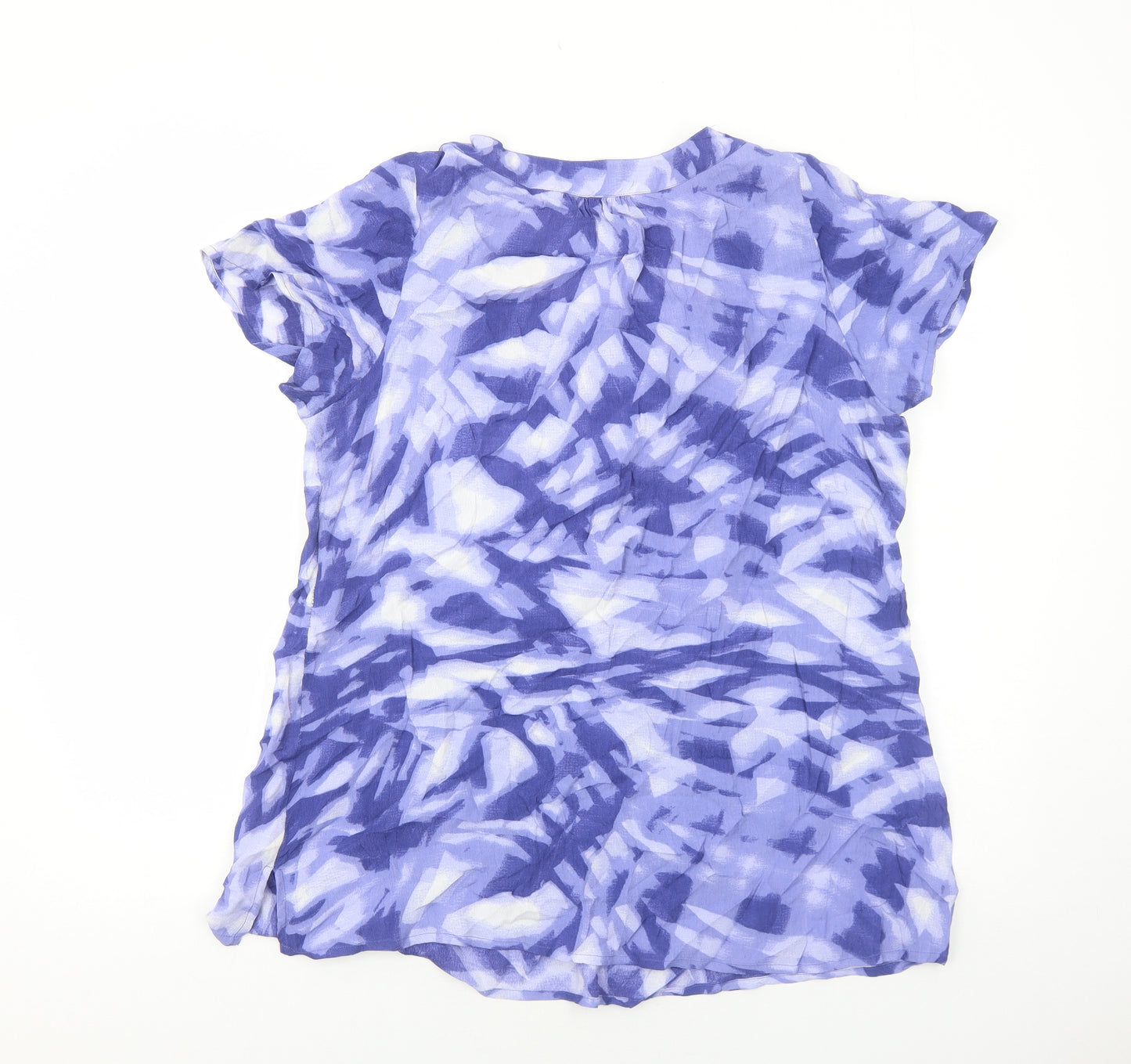 E-vie Womens Blue Geometric Polyester Basic T-Shirt Size 20 Scoop Neck