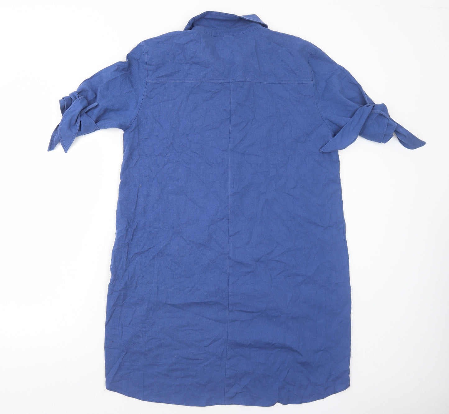 Zara Womens Blue Cotton Shirt Dress Size L Collared Pullover