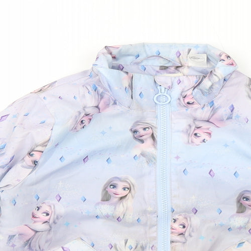 H&M Girls Blue Geometric Basic Jacket Jacket Size 4-5 Years Zip - Frozen