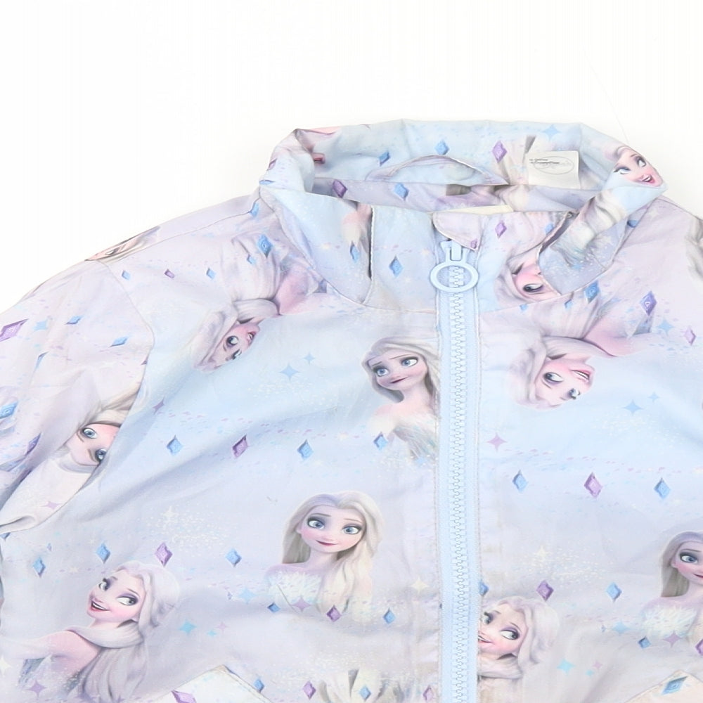 H&M Girls Blue Geometric Basic Jacket Jacket Size 4-5 Years Zip - Frozen