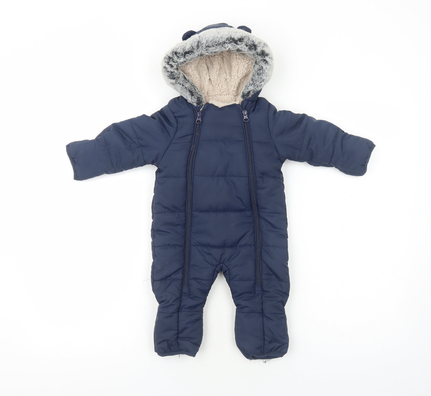 George Baby Blue Puffer Jacket Snowsuit Size 3-6 Months Zip