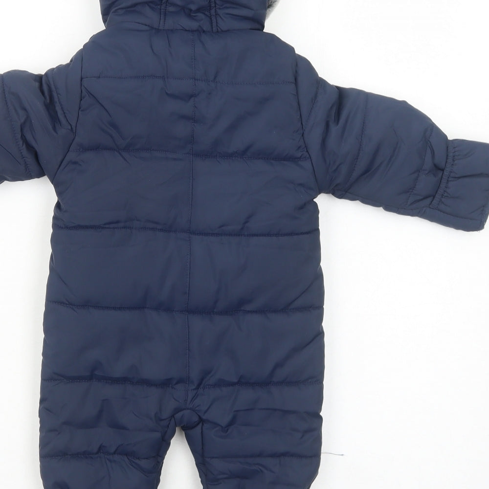 George Baby Blue Puffer Jacket Snowsuit Size 3-6 Months Zip