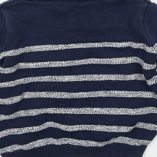 Marks and Spencer Boys Blue Striped Cotton Pullover Jumper Size 18-24 Months Pullover