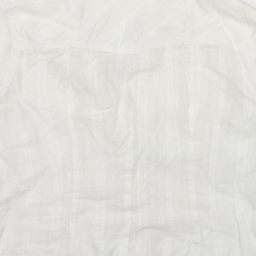 Patrice Breal Womens White Cotton Basic Button-Up Size 10 V-Neck