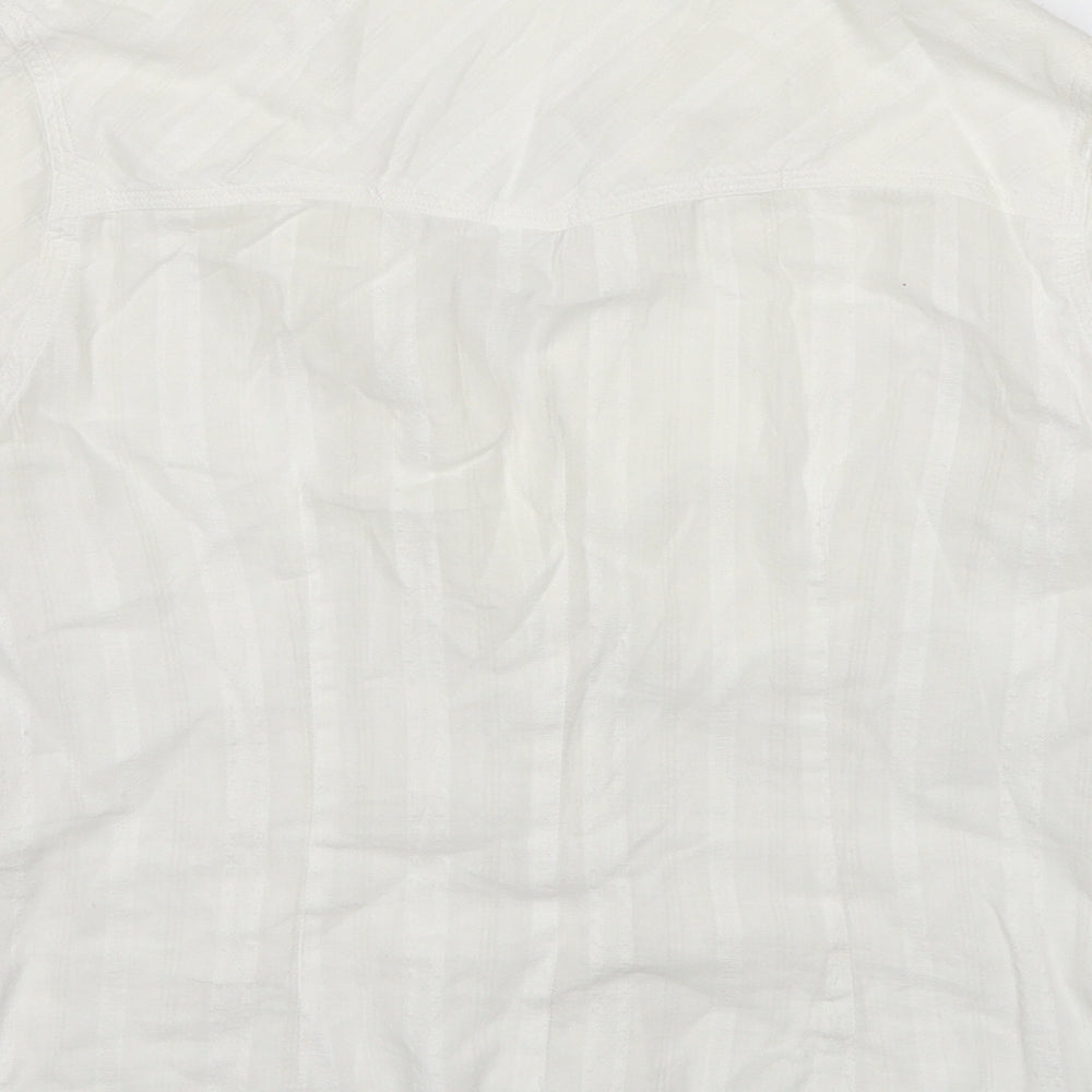 Patrice Breal Womens White Cotton Basic Button-Up Size 10 V-Neck
