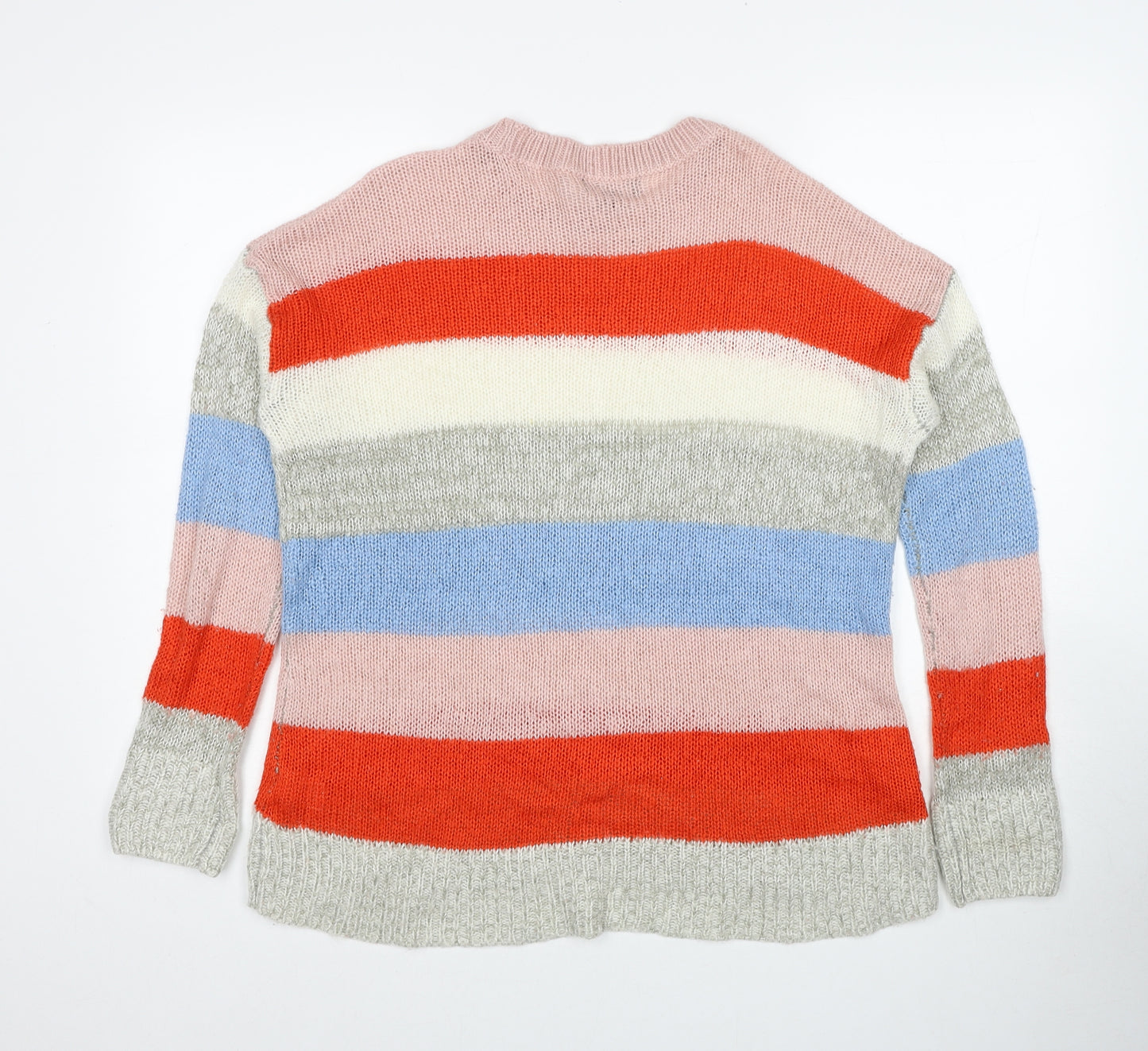 New Look Womens Multicoloured Round Neck Striped Acrylic Pullover Jumper Size M