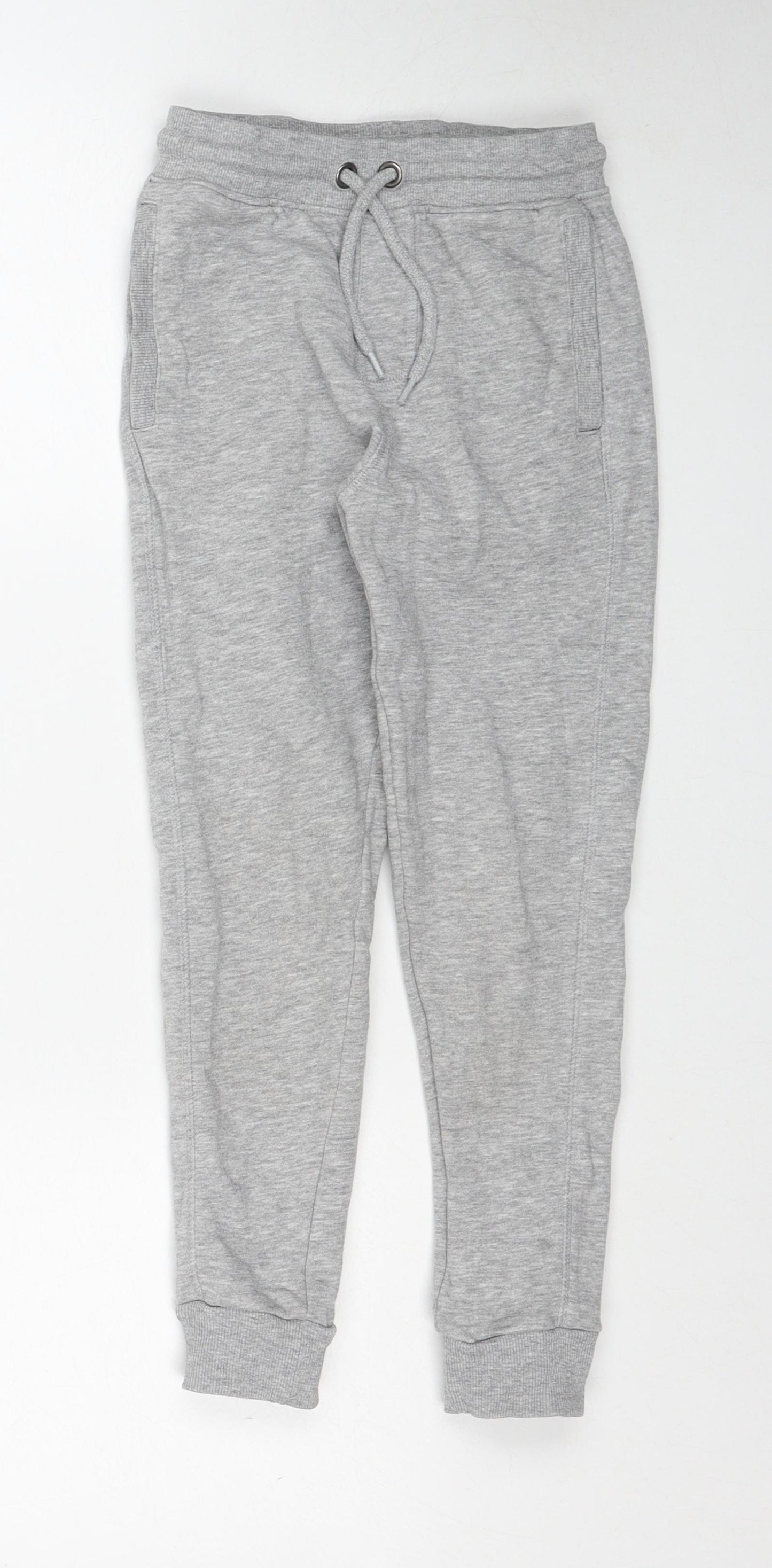 Nutmeg Boys Grey Cotton Jogger Trousers Size 7-8 Years Regular Drawstring